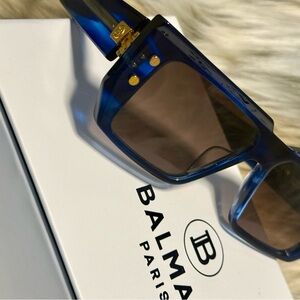 Balmain New Blue Swirl & Gold Akon Group BV-I Sunglasses $760